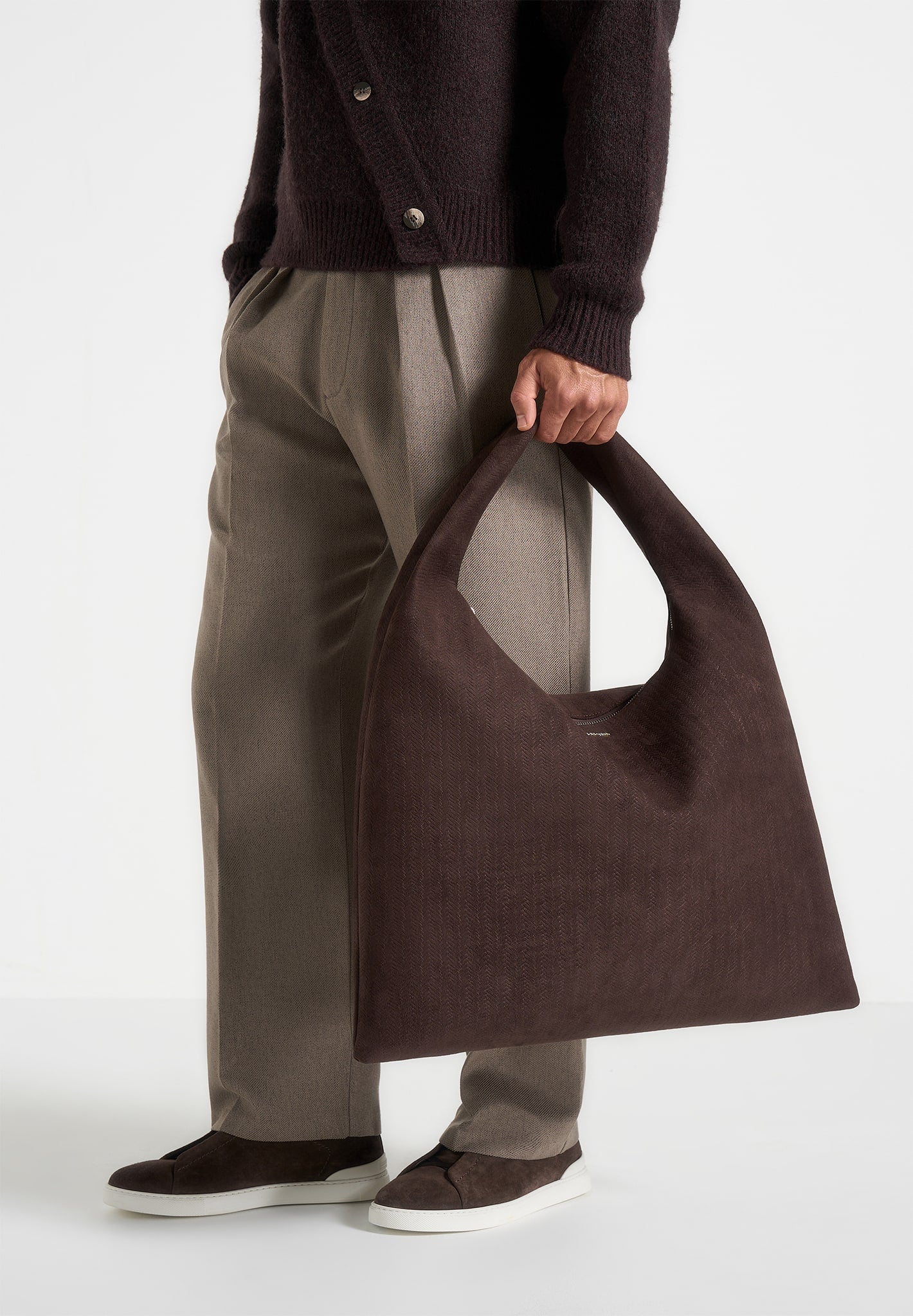 Aubin - Braided Suede Hobo Bag - Brown 