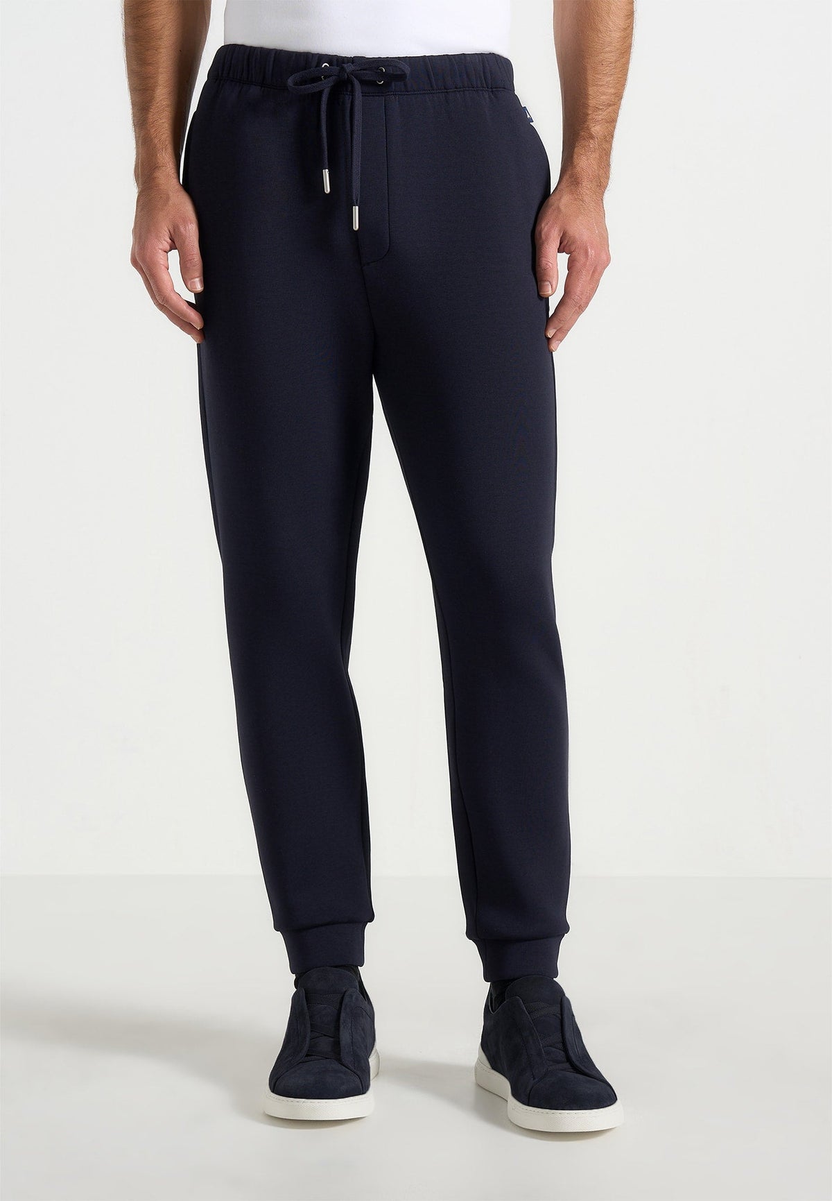 JS008 - Neoprene Minimal Tapered Fit Cuffed Sweatpants - Navy