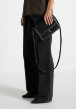 Misha - Suede & Leather Crossbody Bag - Black