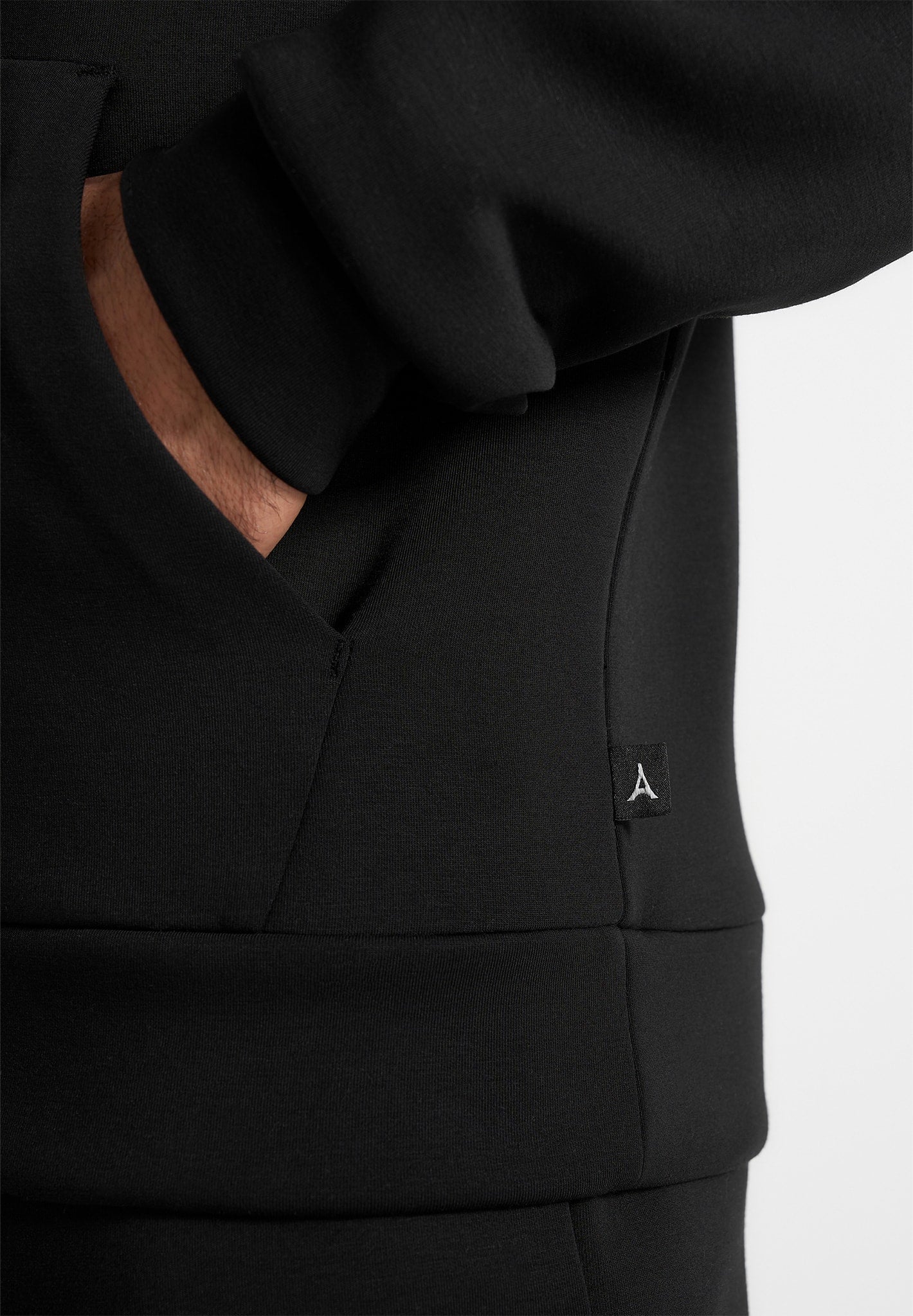 drew-neoprene-minimal-regular-fit-hoodie-black