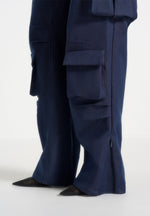 Emilie - High Waisted Cargo Pants - Indigo