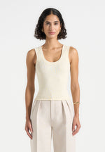 VS001 - Scoop Neck Ribbed Cotton Tank Top - Cream