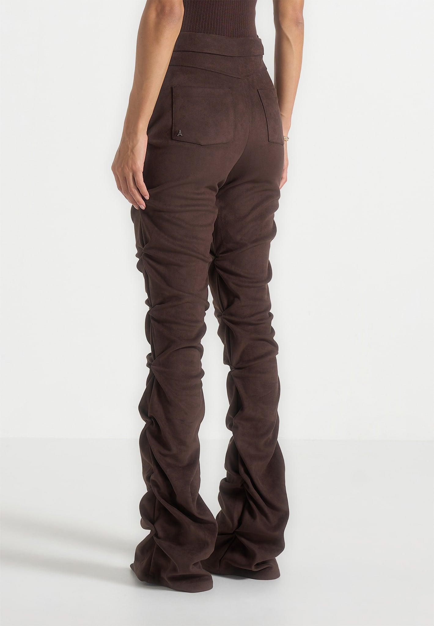 caroline-tacked-suede-fit-and-flare-trousers-brown
