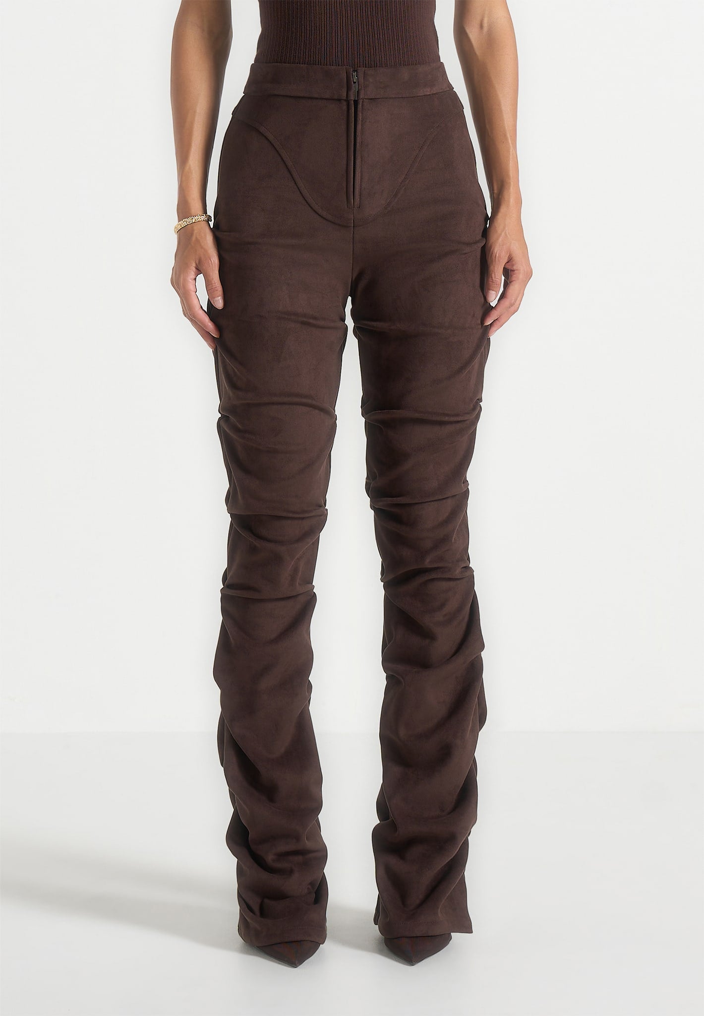 caroline-tacked-suede-fit-and-flare-trousers-brown