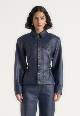 karla-wax-effect-cinch-waist-jacket-indigo