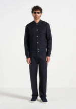 Savin - Pinstripe Bomber Jacket - Navy