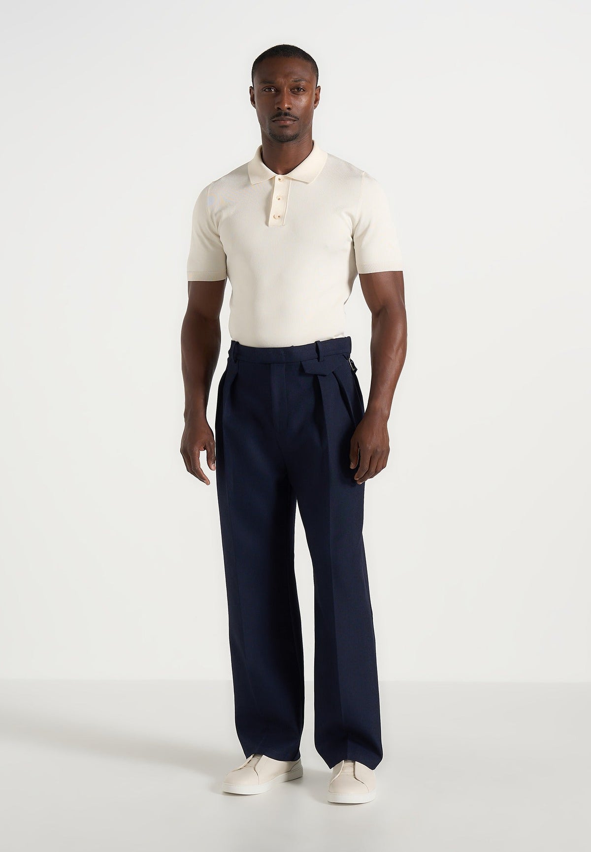 Pierre - Twin Pleat Tailored Pants  - Navy