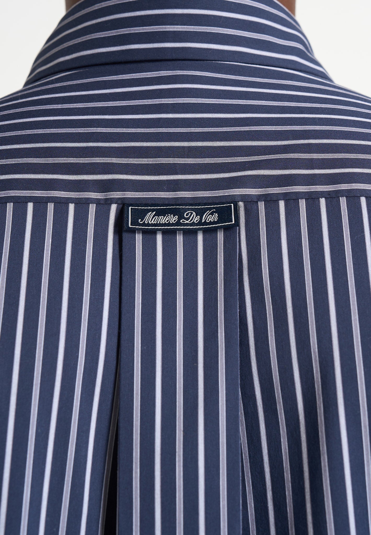 Ronnie - Unisex Pinstripe Long Sleeve Shirt - Navy