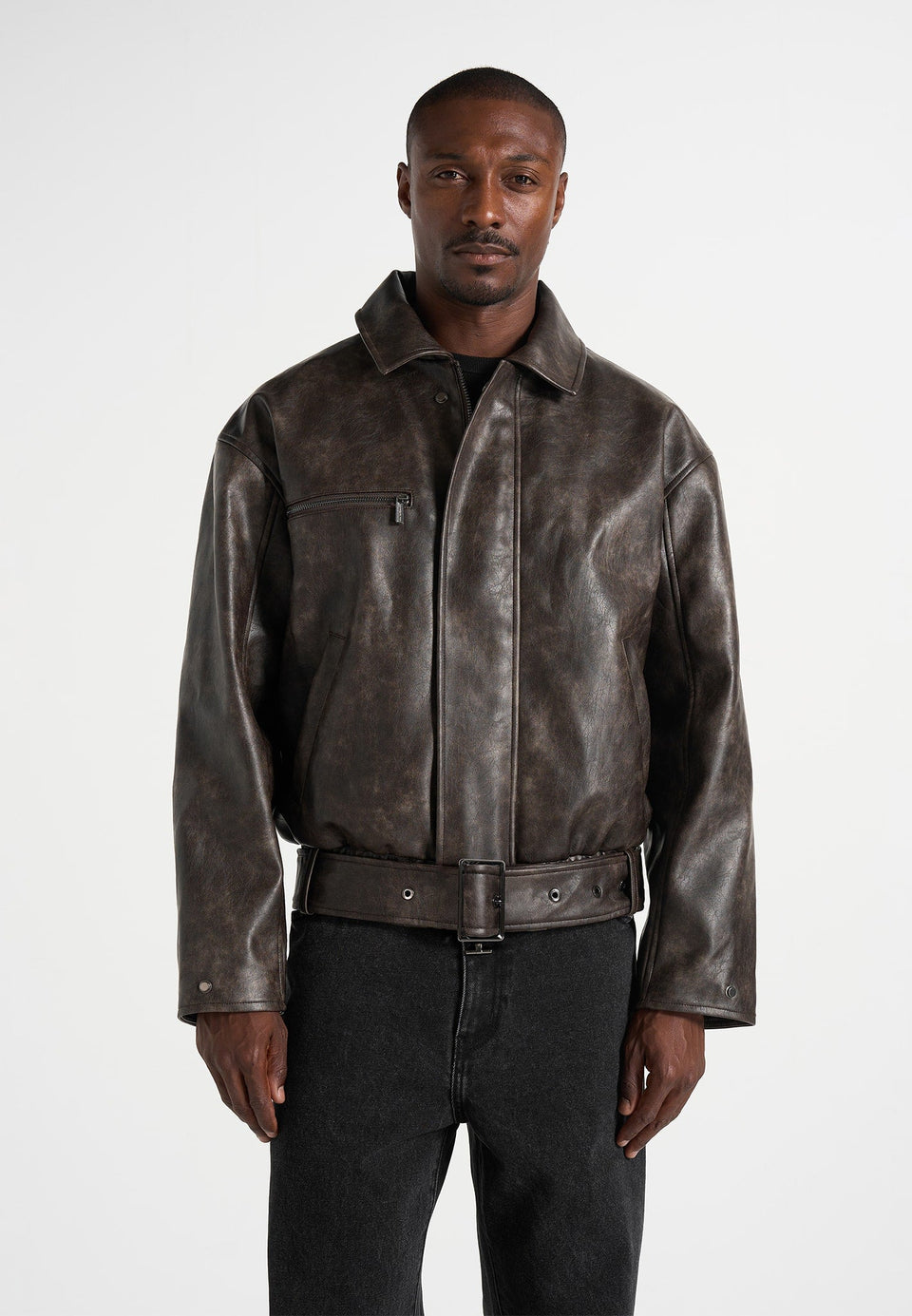 ezra-unisex-vintage-leather-belted-bomber-jacket-brown