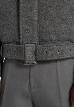 Ezra - Unisex Wool Belted Bomber Jacket - Grey