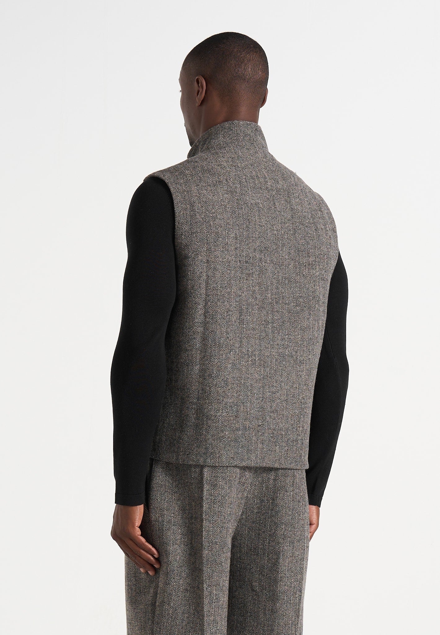 levi-herringbone-wool-zip-gilet-grey