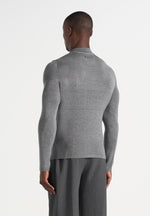 KW003 - Fitted Mock Neck Wool-Blend Sweater - Grey