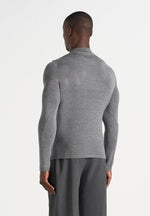 KW003 - Fitted Mock Neck Wool-Blend Sweater - Grey