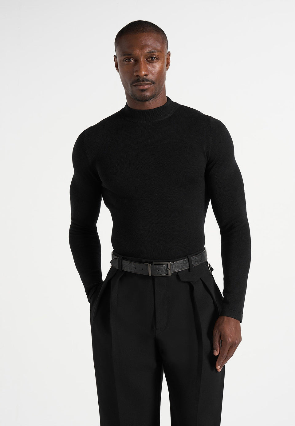 kw003-fitted-mock-neck-wool-blend-jumper-black