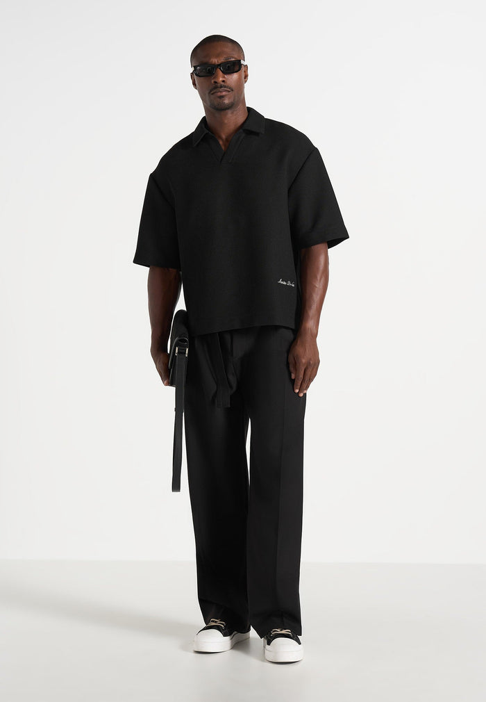 Joss - Boxy Signature Polo Shirt - Black