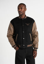 Equestrian Wool-Blend Varsity Jacket - Black