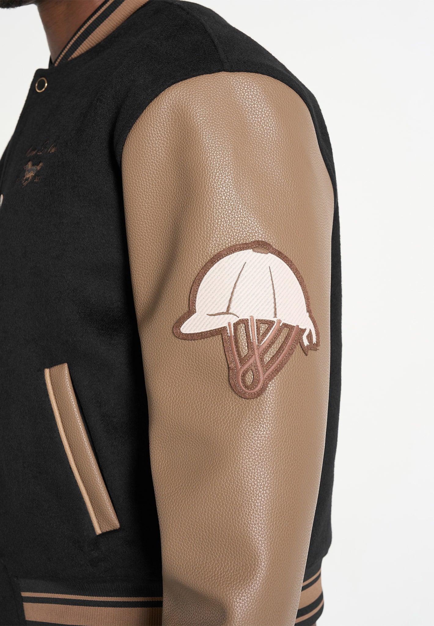 Equestrian Wool-Blend Varsity Jacket - Black