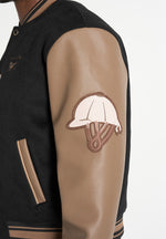 Equestrian Wool-Blend Varsity Jacket - Black