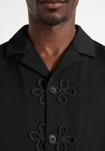 Valen - Applique Detail Long Sleeve Shirt - Black