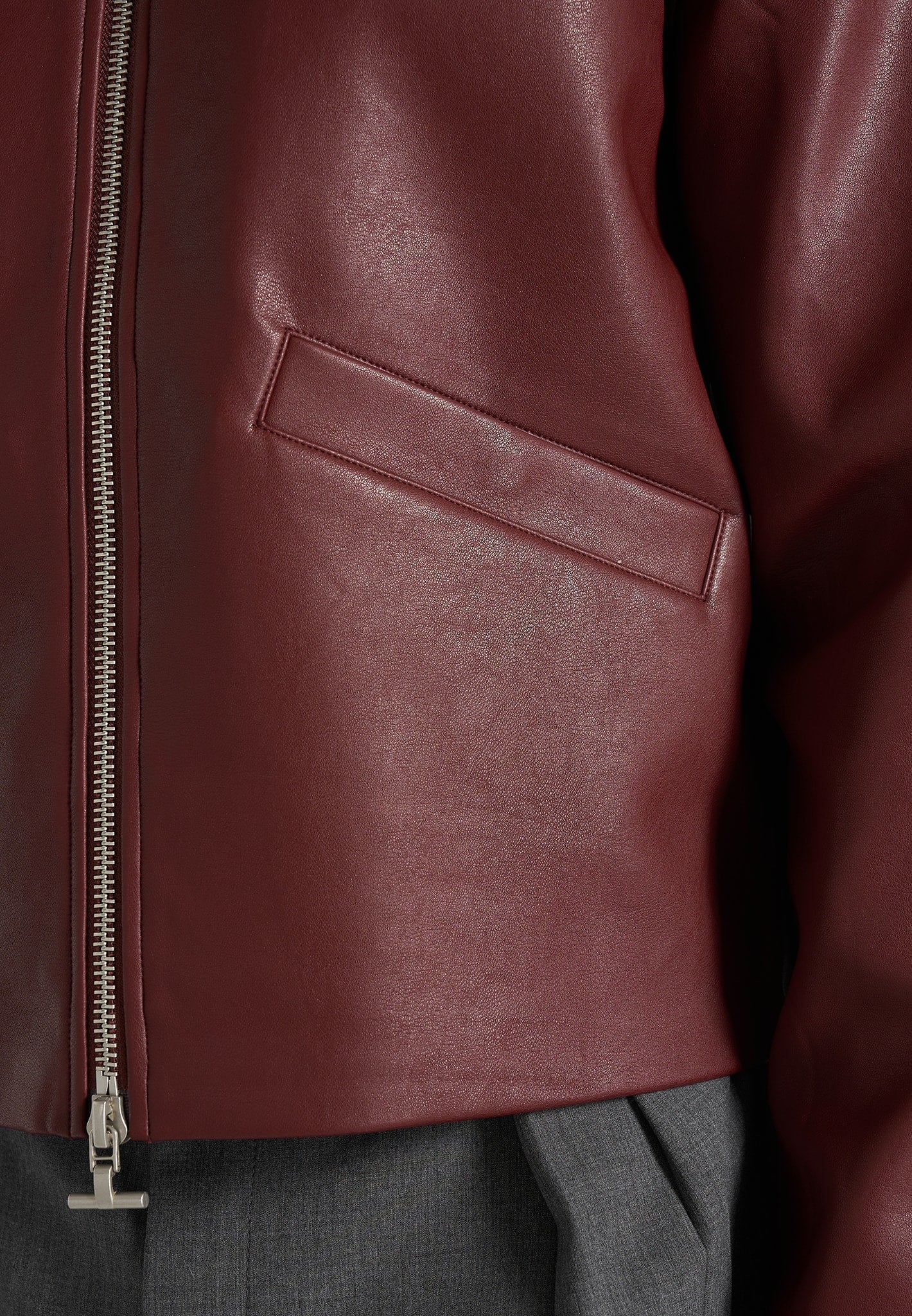 Yves - Minimal Leather Jacket - Wine Red