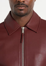 Yves - Minimal Leather Jacket - Wine Red