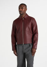 Yves - Minimal Leather Jacket - Wine Red