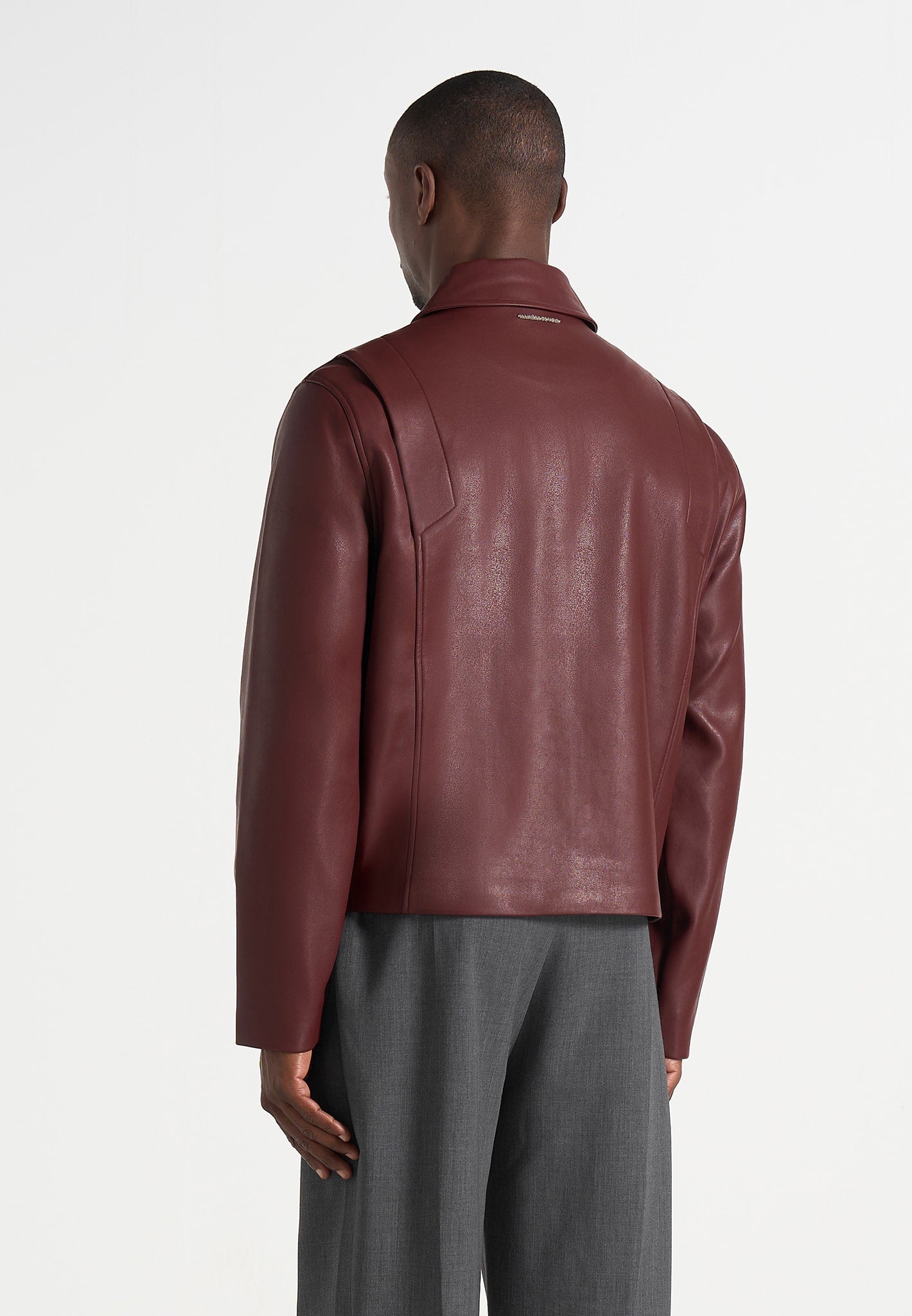 Yves - Minimal Leather Jacket - Wine Red