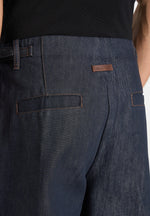 Lior - Box Pleat Wide Leg Denim Jeans - Indigo