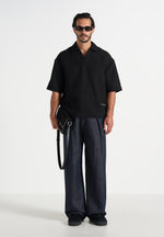 Lior - Box Pleat Wide Leg Denim Jeans - Indigo