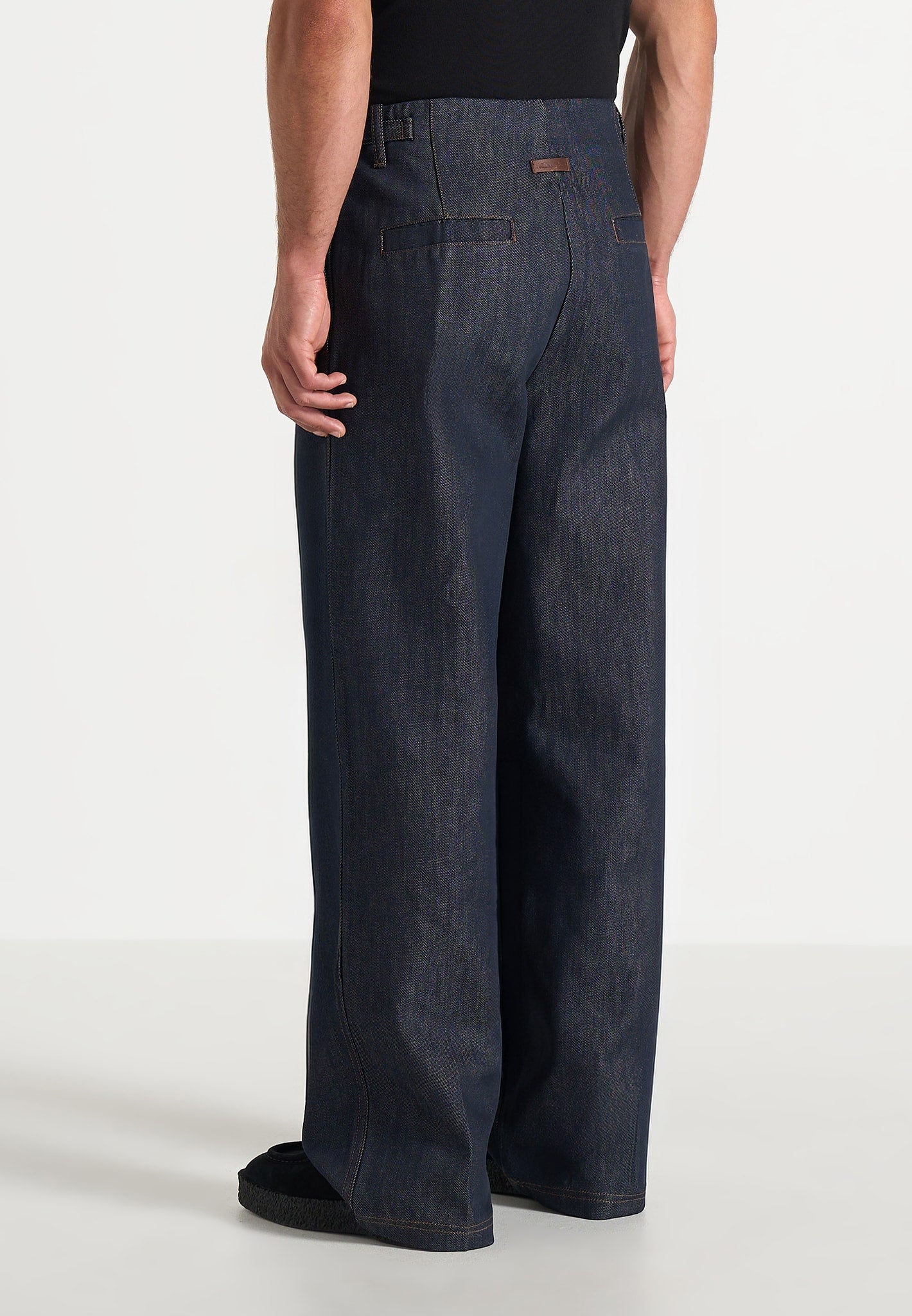 Lior - Box Pleat Wide Leg Denim Jeans - Indigo