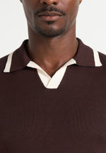 Lambert - Contrast Detail Knit Polo Shirt - Brown
