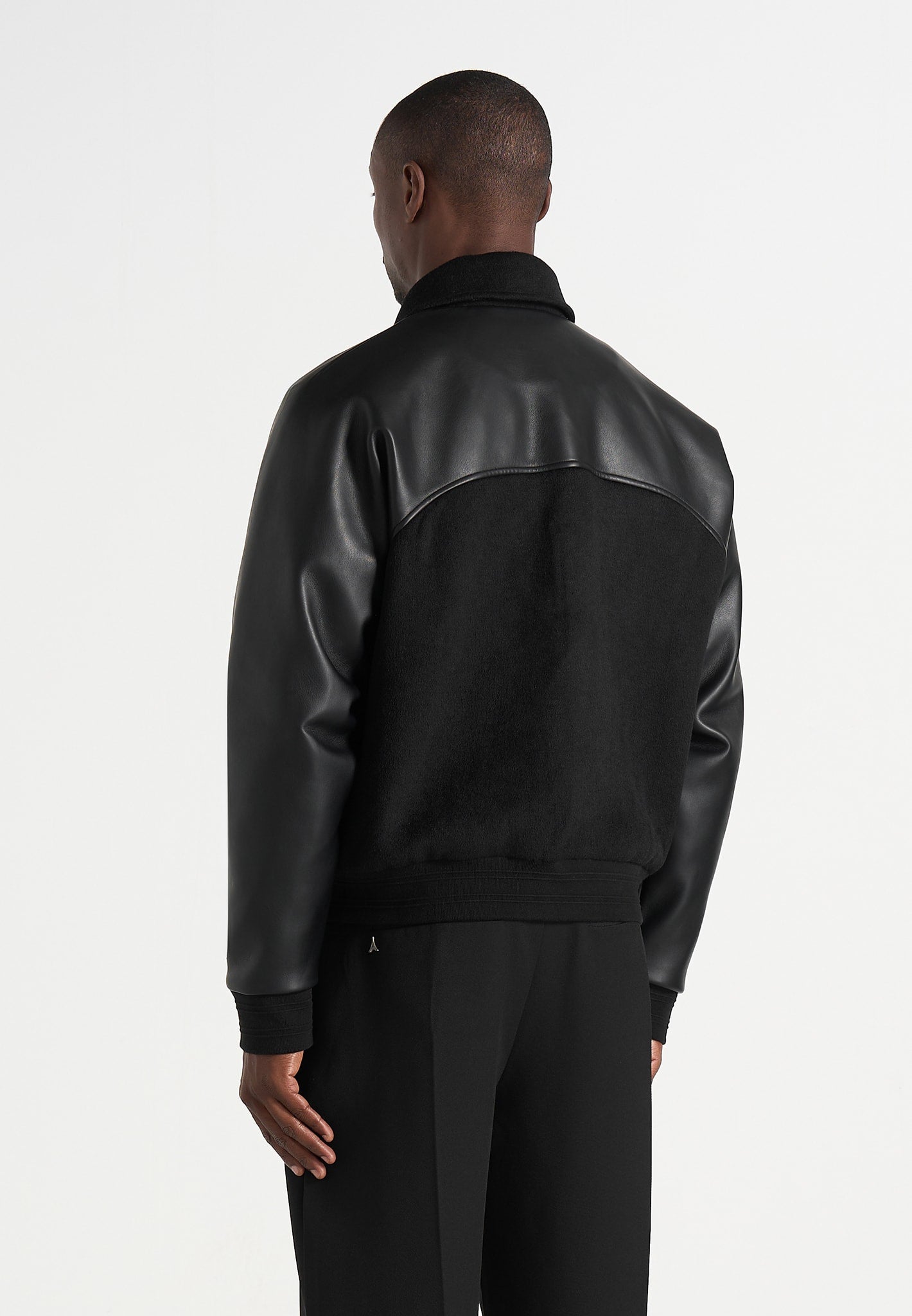 Olivier - Wool & Leather Raglan Varsity Jacket - Black