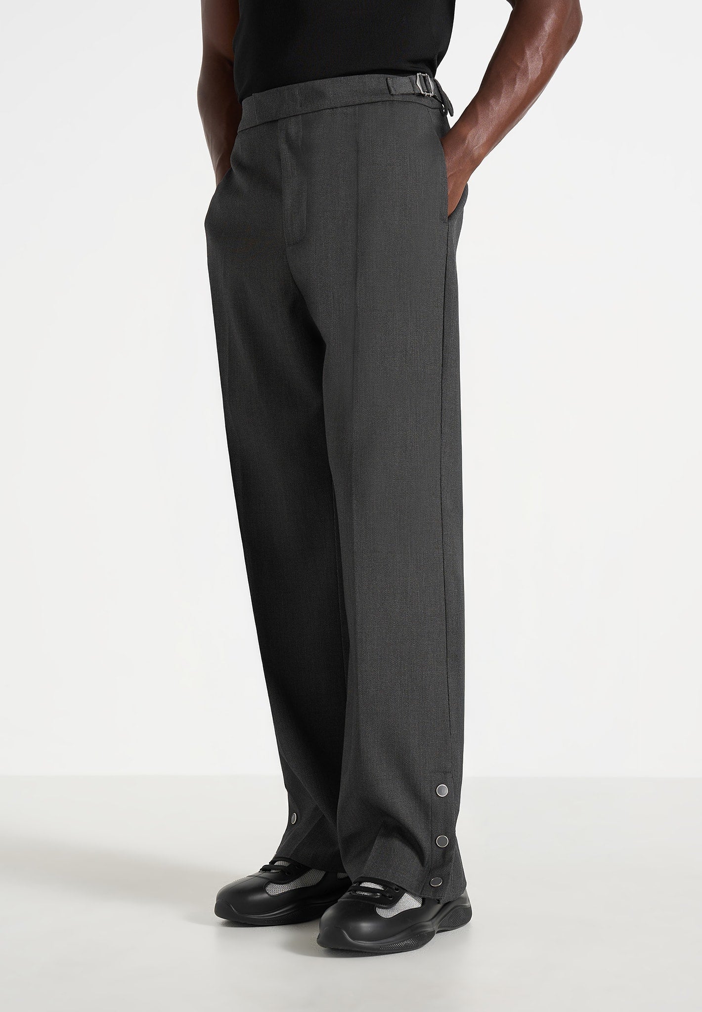 Boris - Tailored Button Cuff Pants - Grey