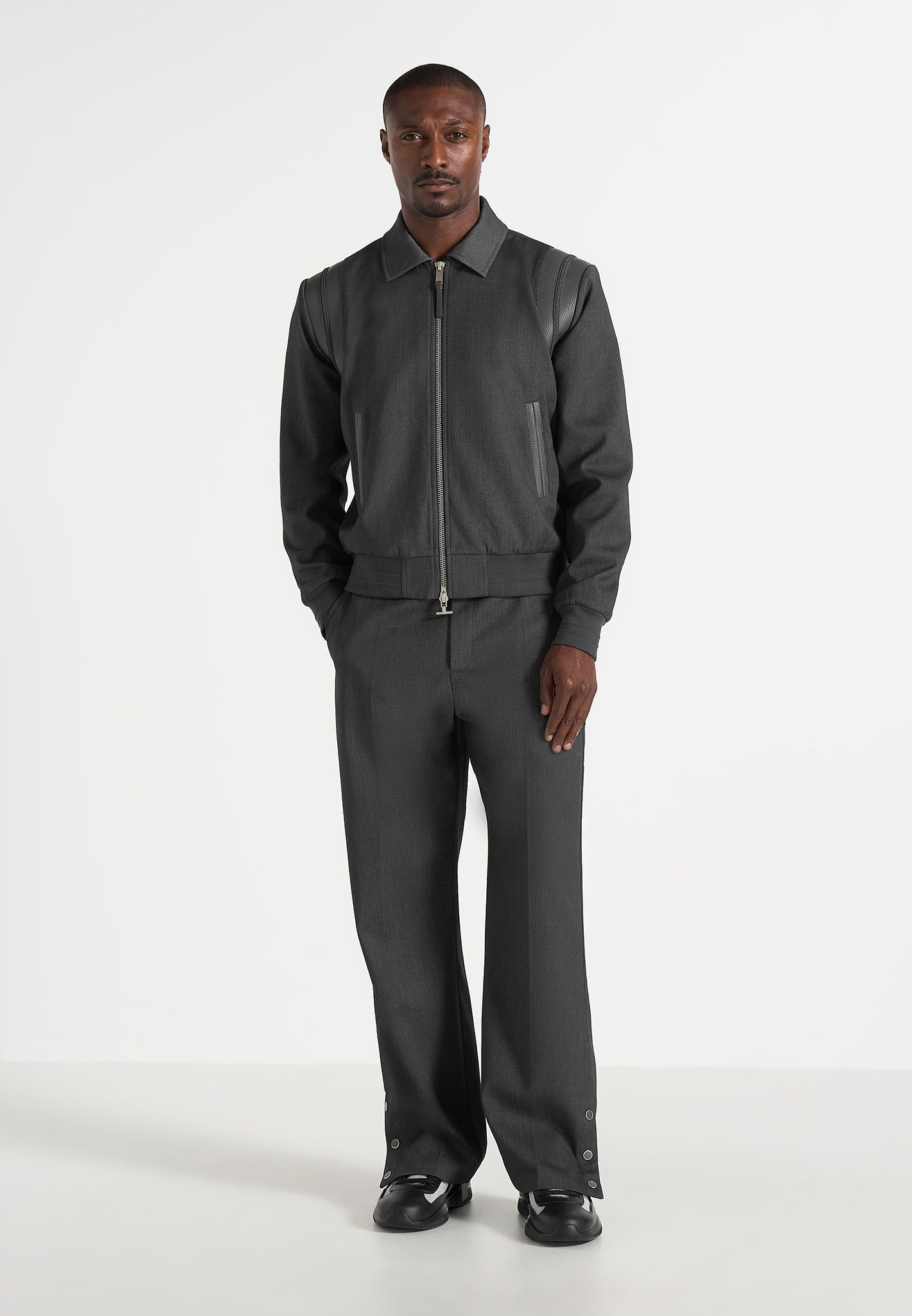 Denis - Tailored Varsity Jacket - Grey