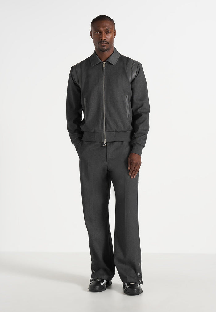 Denis - Tailored Varsity Jacket - Grey