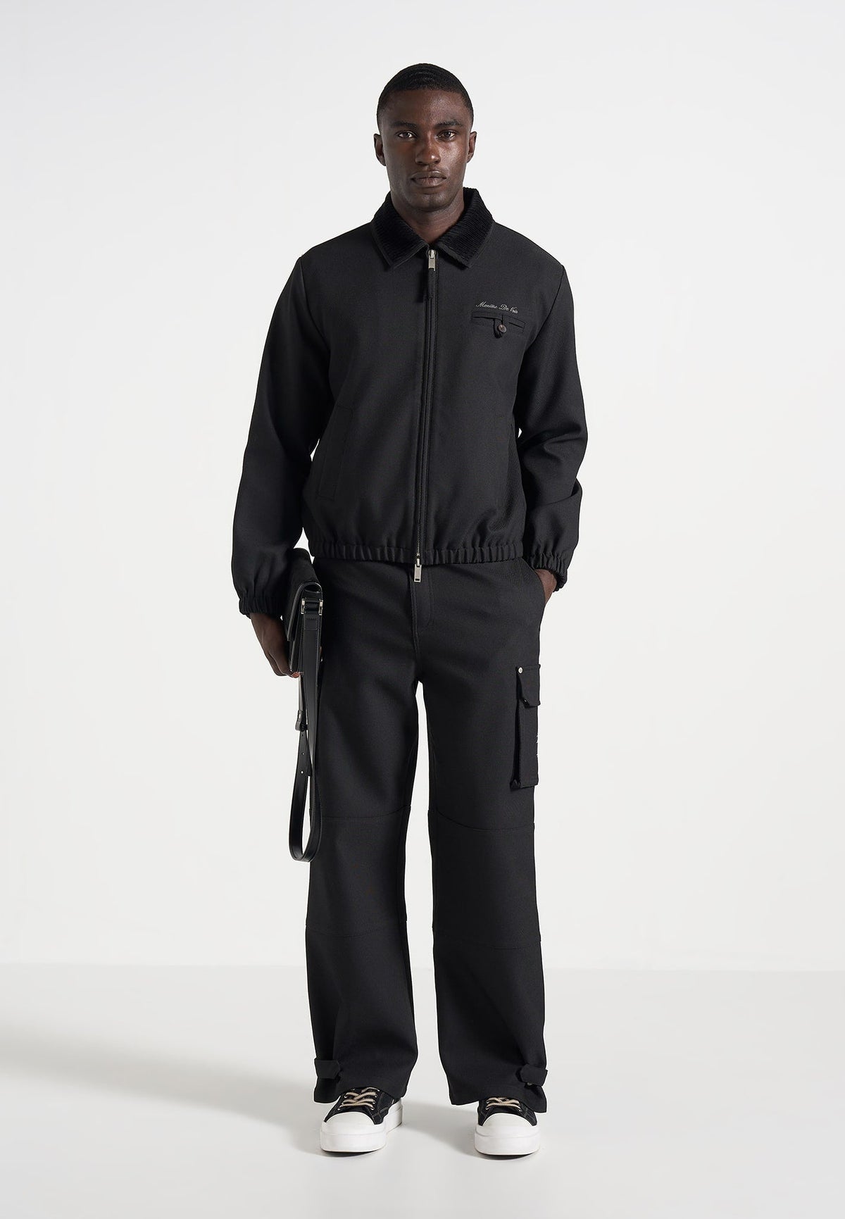 Mathis - Twill Signature Wide Leg Cargo Pants - Black