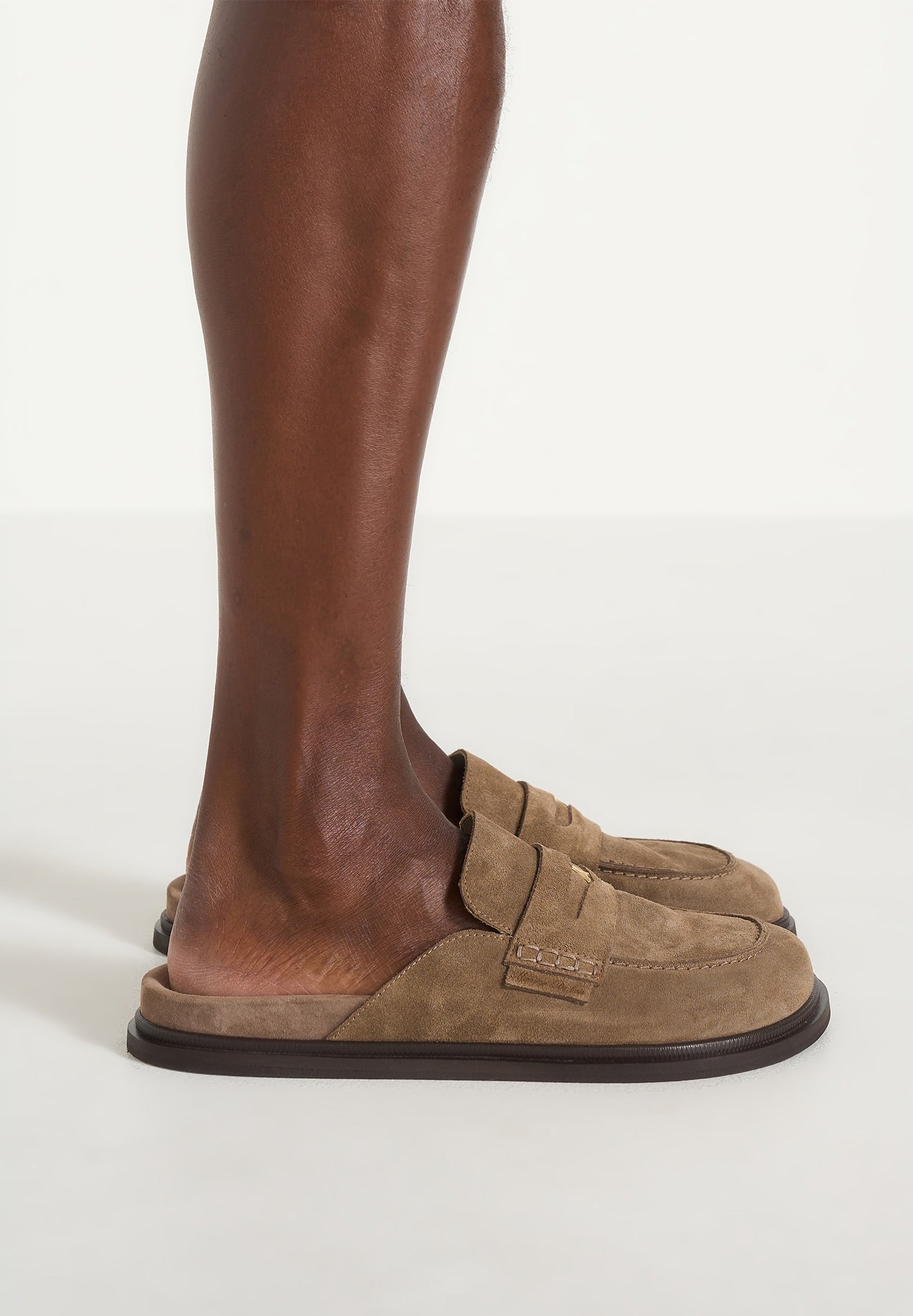 Sidney - Men's Suede Loafer Mules - Taupe