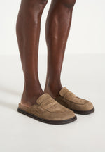 Sidney - Men's Suede Loafer Mules - Taupe