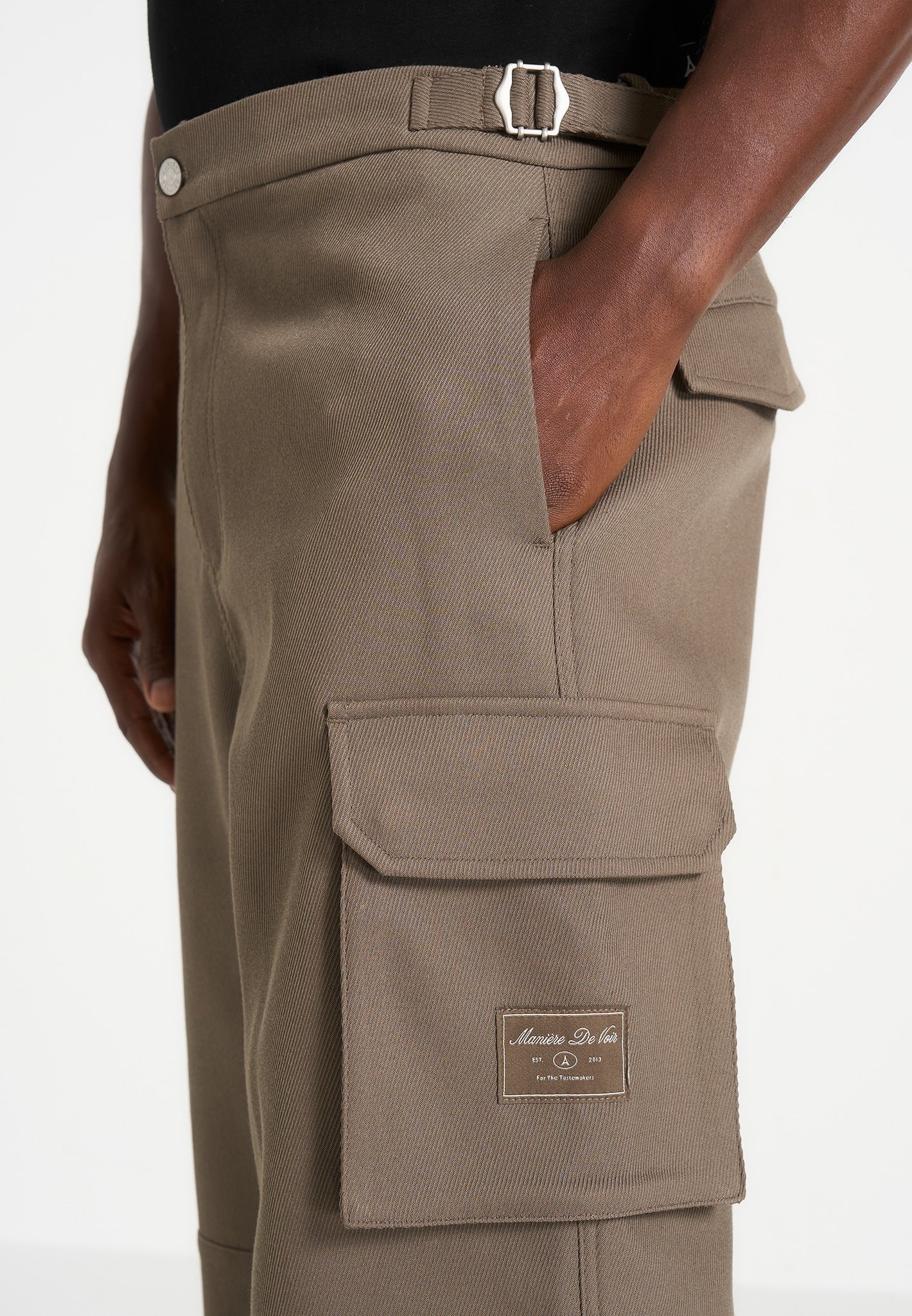 Mathis - Twill Signature Wide Leg Cargo Pants - Olive
