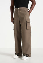 Mathis - Twill Signature Wide Leg Cargo Pants - Olive