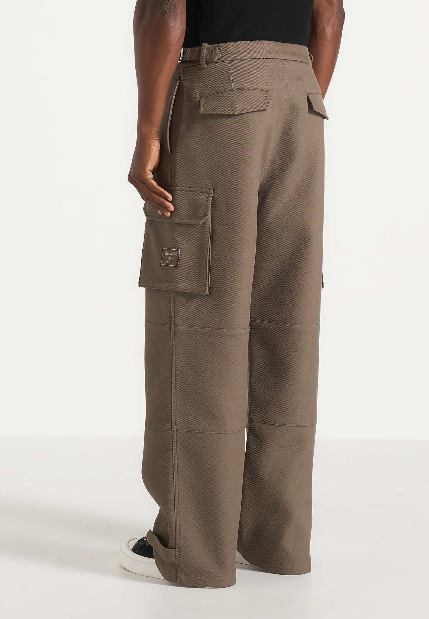 Mathis - Twill Signature Wide Leg Cargo Pants - Olive