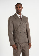 Didier - Houndstooth Double Breasted Blazer - Brown