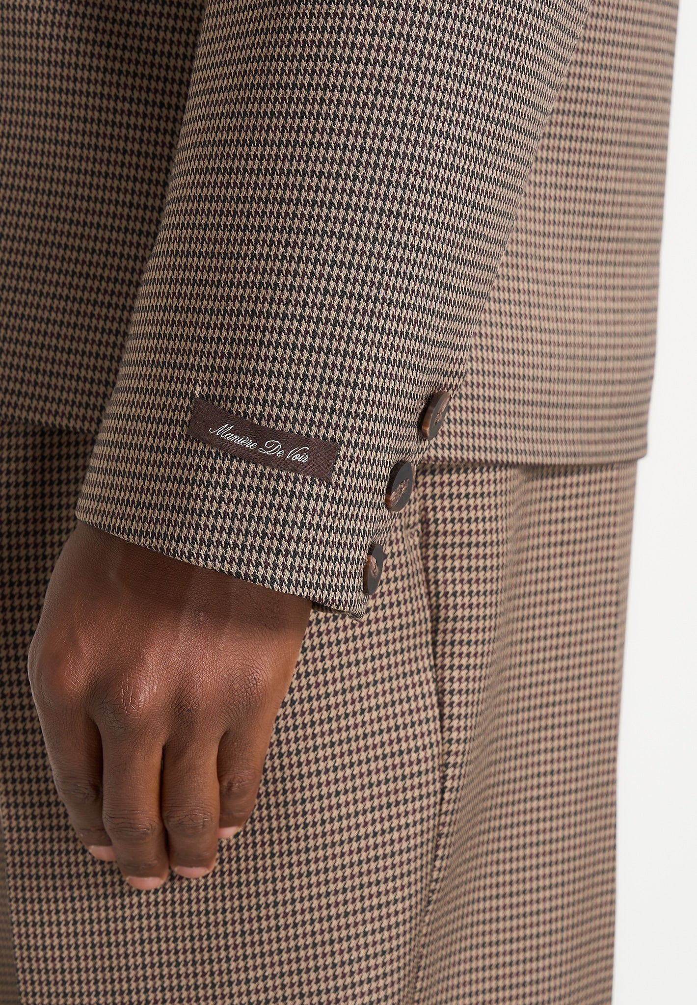 Didier - Houndstooth Double Breasted Blazer - Brown