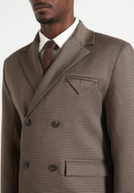 Didier - Houndstooth Double Breasted Blazer - Brown