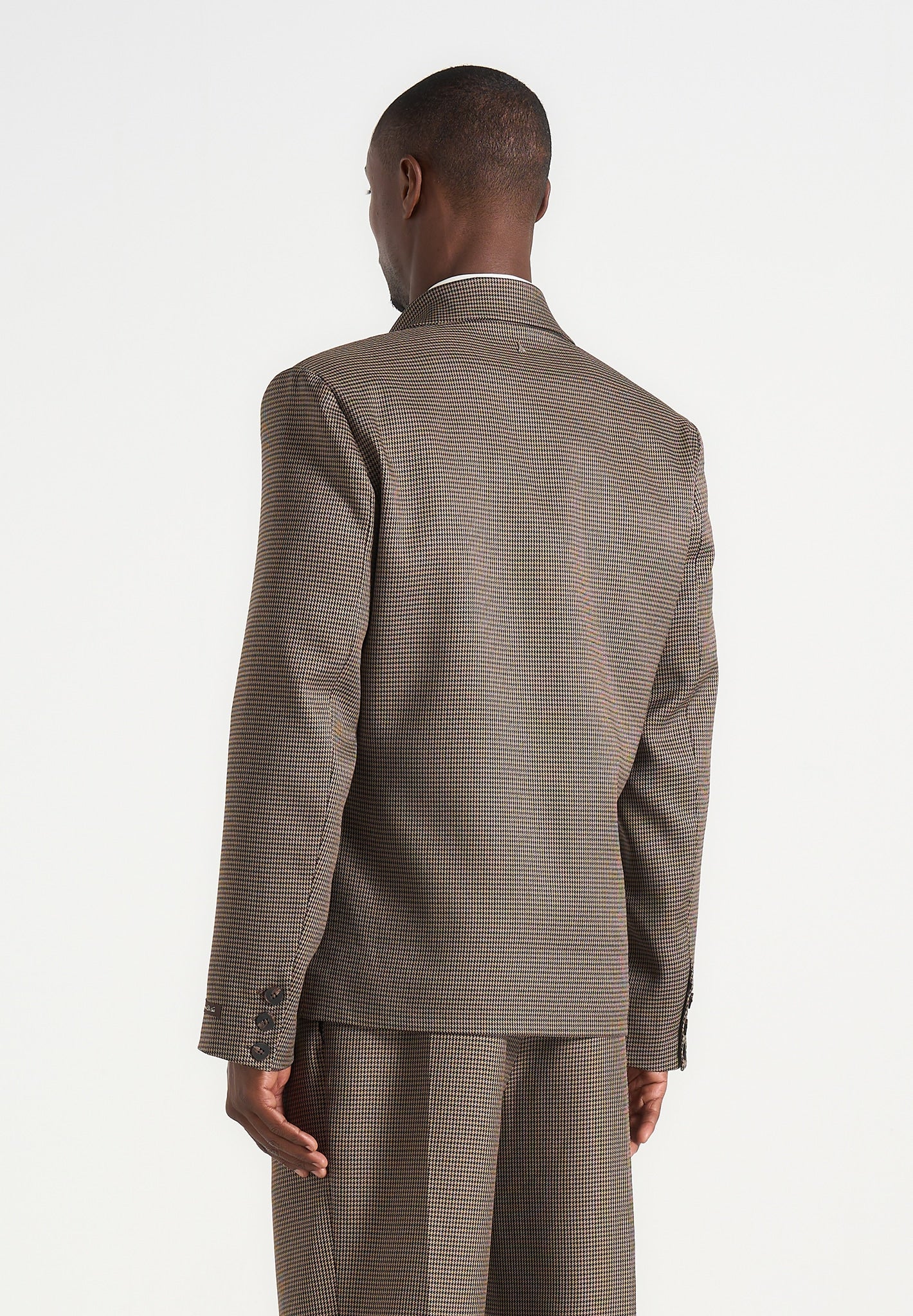 Didier - Houndstooth Double Breasted Blazer - Brown