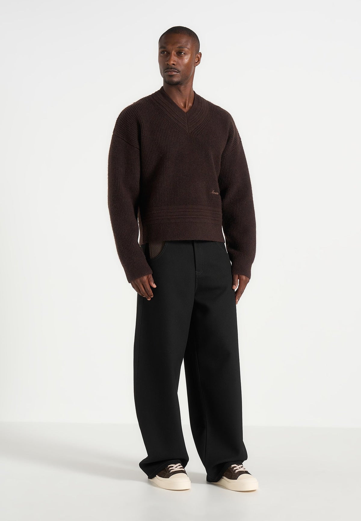 Lazare - Wide Leg Twill Jeans - Black