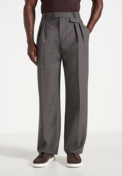Pierre - Twin Pleat Tailored Pants - Dark Grey