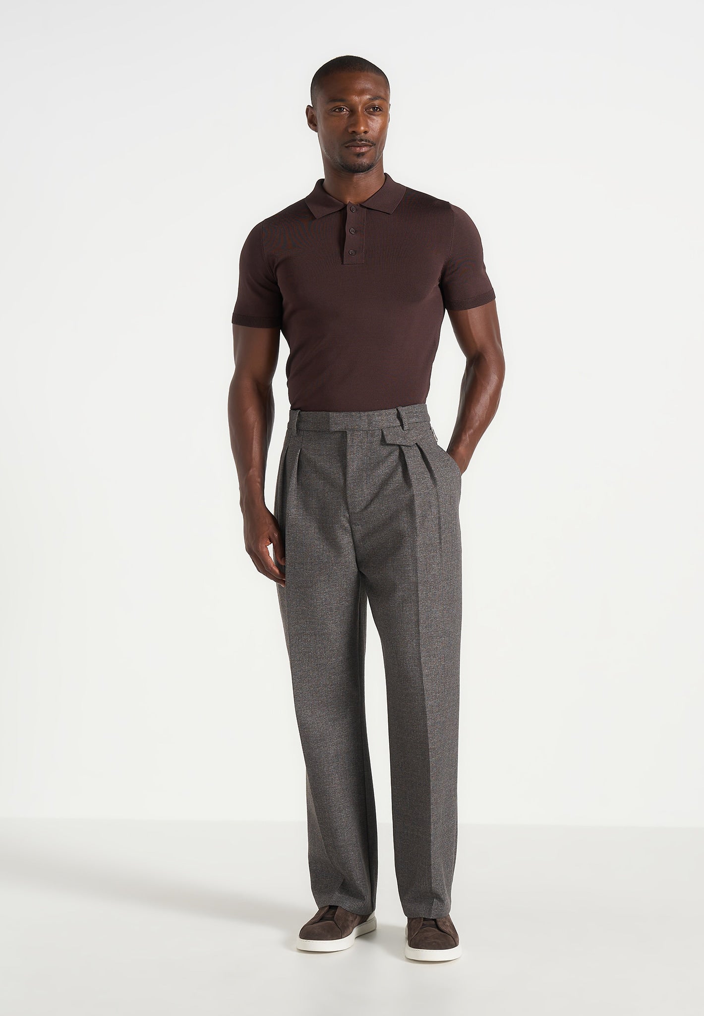 Pierre - Twin Pleat Tailored Pants - Dark Grey