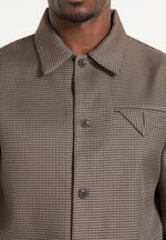 Leo - Houndstooth Overshirt - Brown