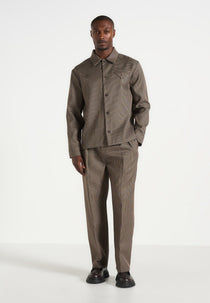 Leo - Houndstooth Overshirt - Brown